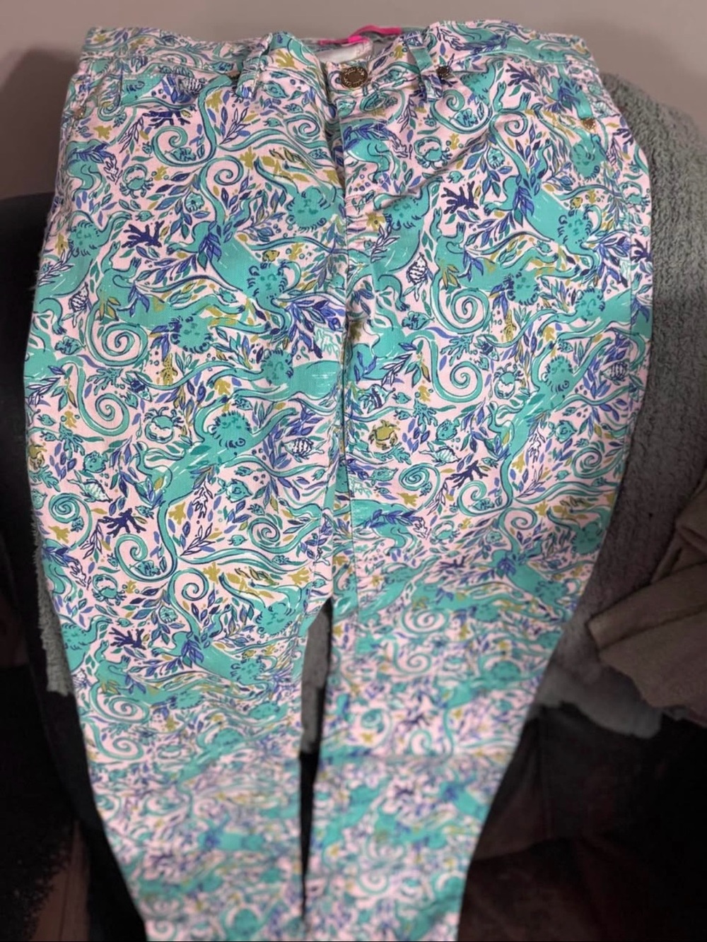 Lilly Pulitzer Teal, Pink & Blue Floral Cotton pants - Picture 3 of 4